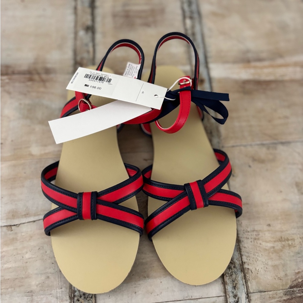 🇺🇸 Janie and Jack Red & Navy Strappy Sandals – Toddler Girls Size 4K (NWT) 🇺🇸